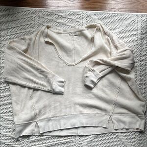 We The Free Off-White Waffle Knit Top